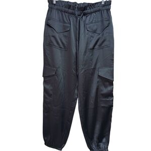 Banana Republic Black Satin Cargo Pants NWT